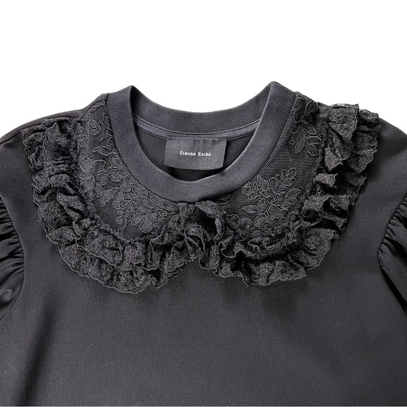 SIMONE ROCHA Black Crew Neck Viscose Dress Size Small - Picture 4 of 11